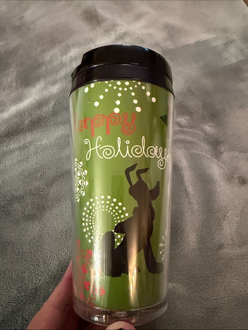 Happy Holidays Mickey and Minnie Mouse Travel Mug with Handle